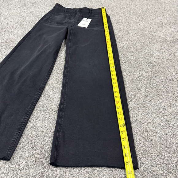 NWT! O.A.T Black Grey Wide Leg High Rise Jeans Raw Hem Pockets Women’s 28 US 6 - Picture 4 of 10